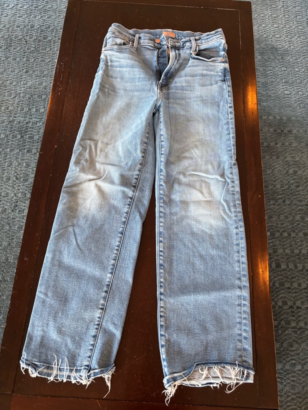 MOTHER The Rambler Zip Flood Straight-Leg Jeans with Raw Hem
